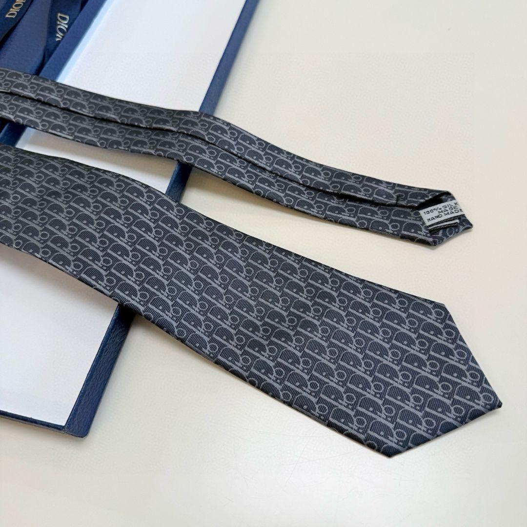 Dior オブリーク ネクタイ グレー