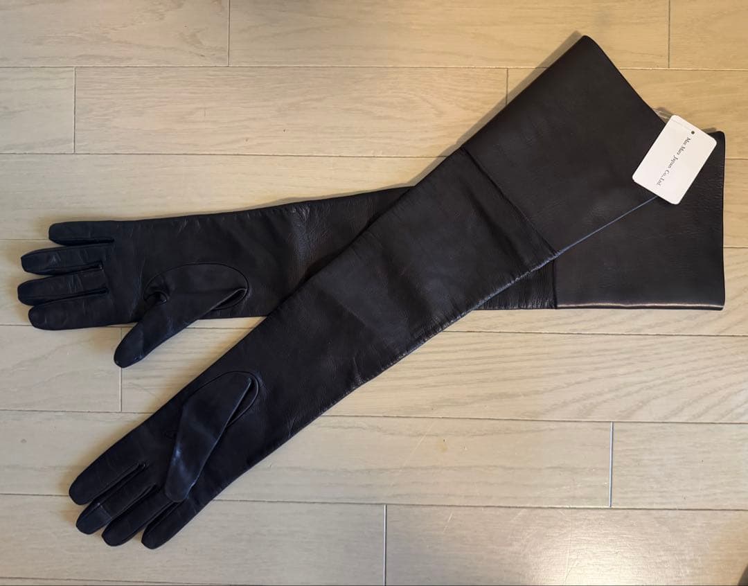 Max Mara ブラックレザー ロンググローブ