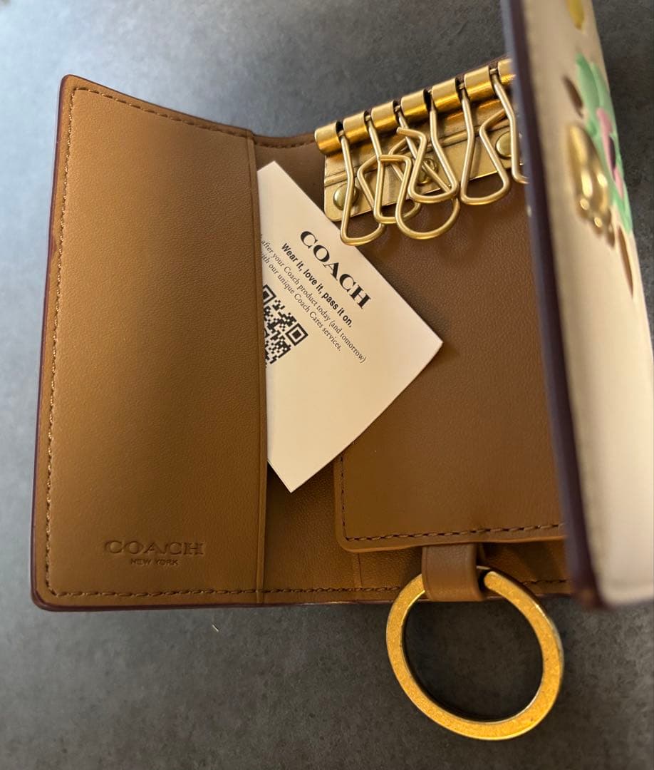 COACH 6連+1リングキーケース 花柄 レザー 未使用