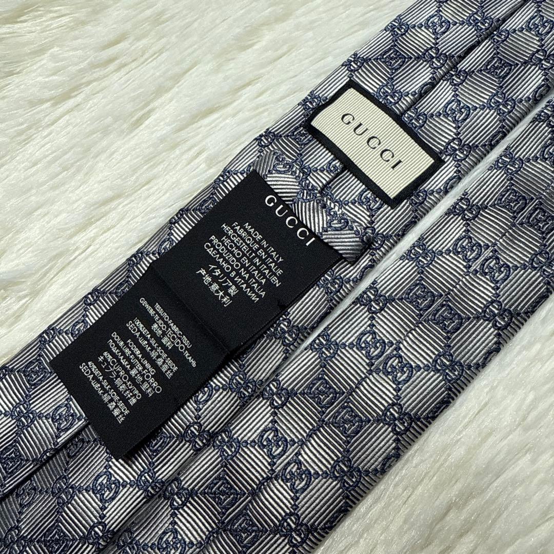 【美品】GUCCI ネクタイ　高級シルク　GG柄　ジャガード　グッチ