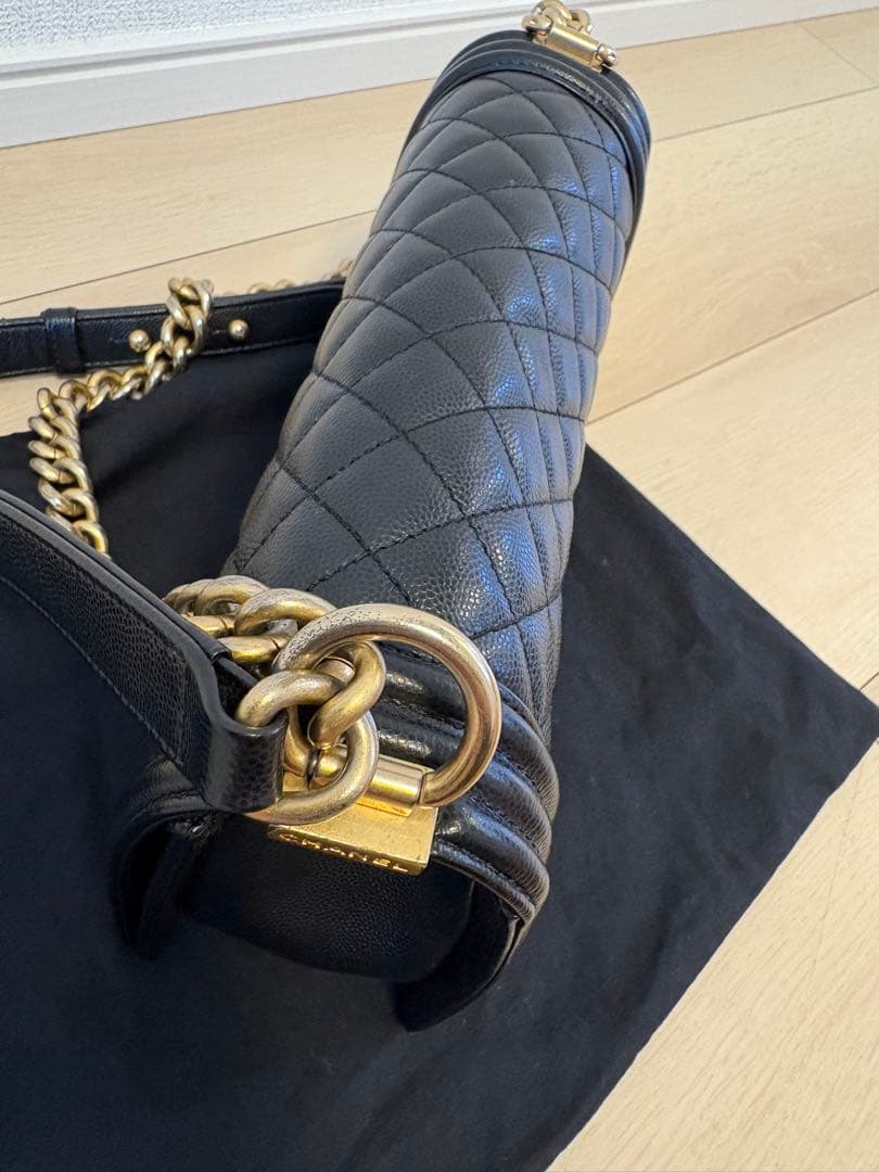 定価120万❣️シャネル ボーイキャビアスキン ショルダーバッグ ブラック