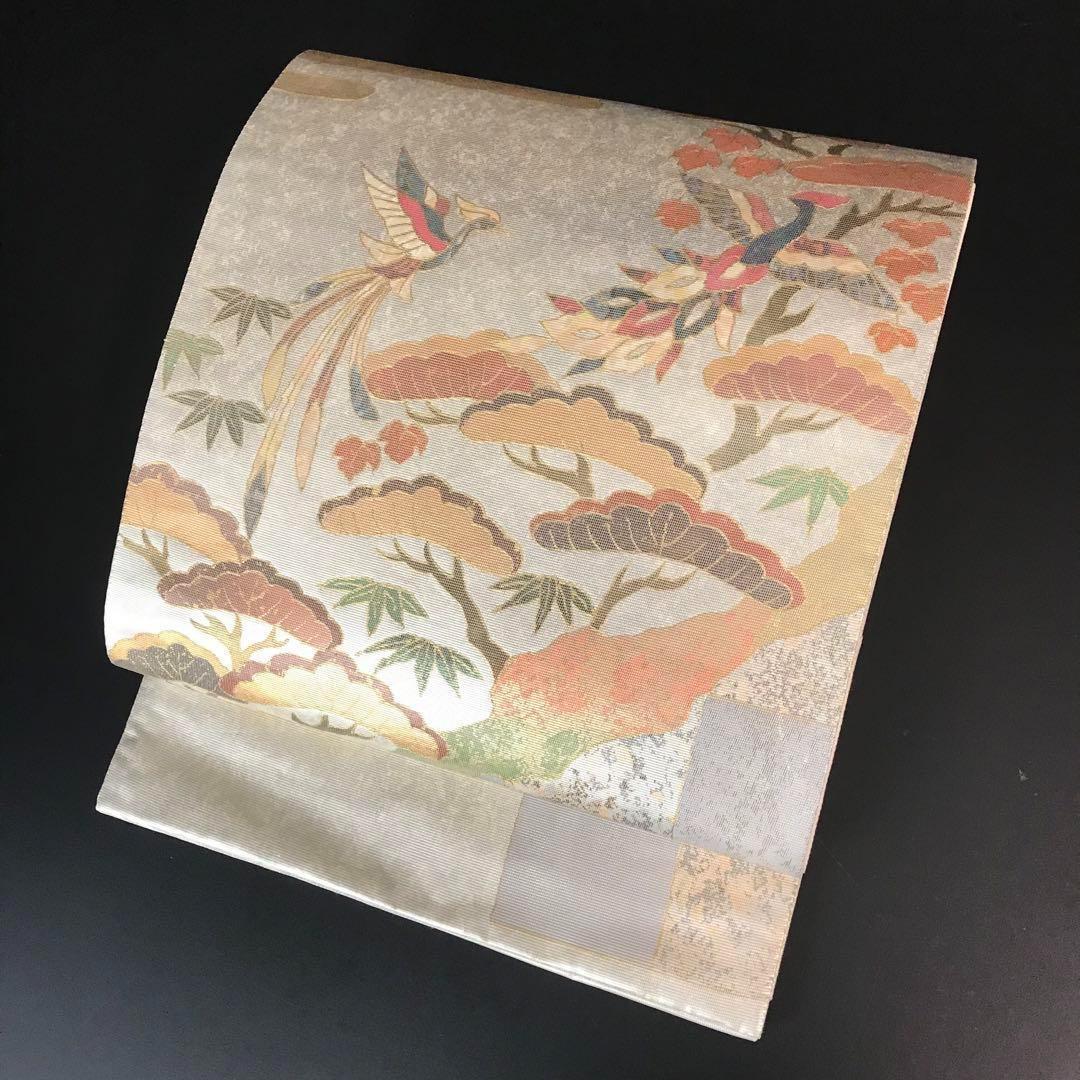 ZF-976 袋帯 螺鈿 鳳凰 正絹 太鼓柄 高級 逸品 希少