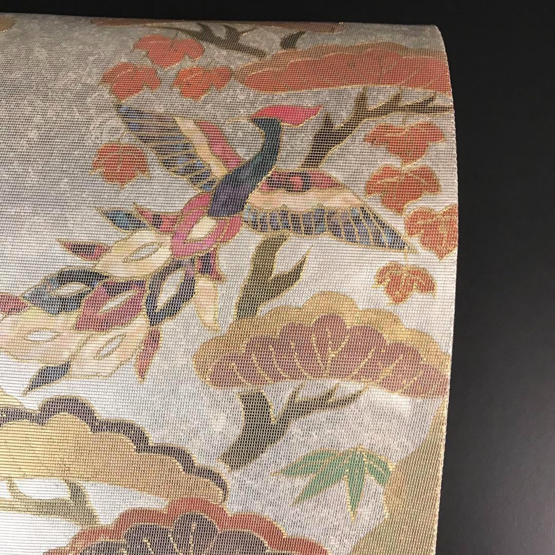 ZF-976 袋帯 螺鈿 鳳凰 正絹 太鼓柄 高級 逸品 希少