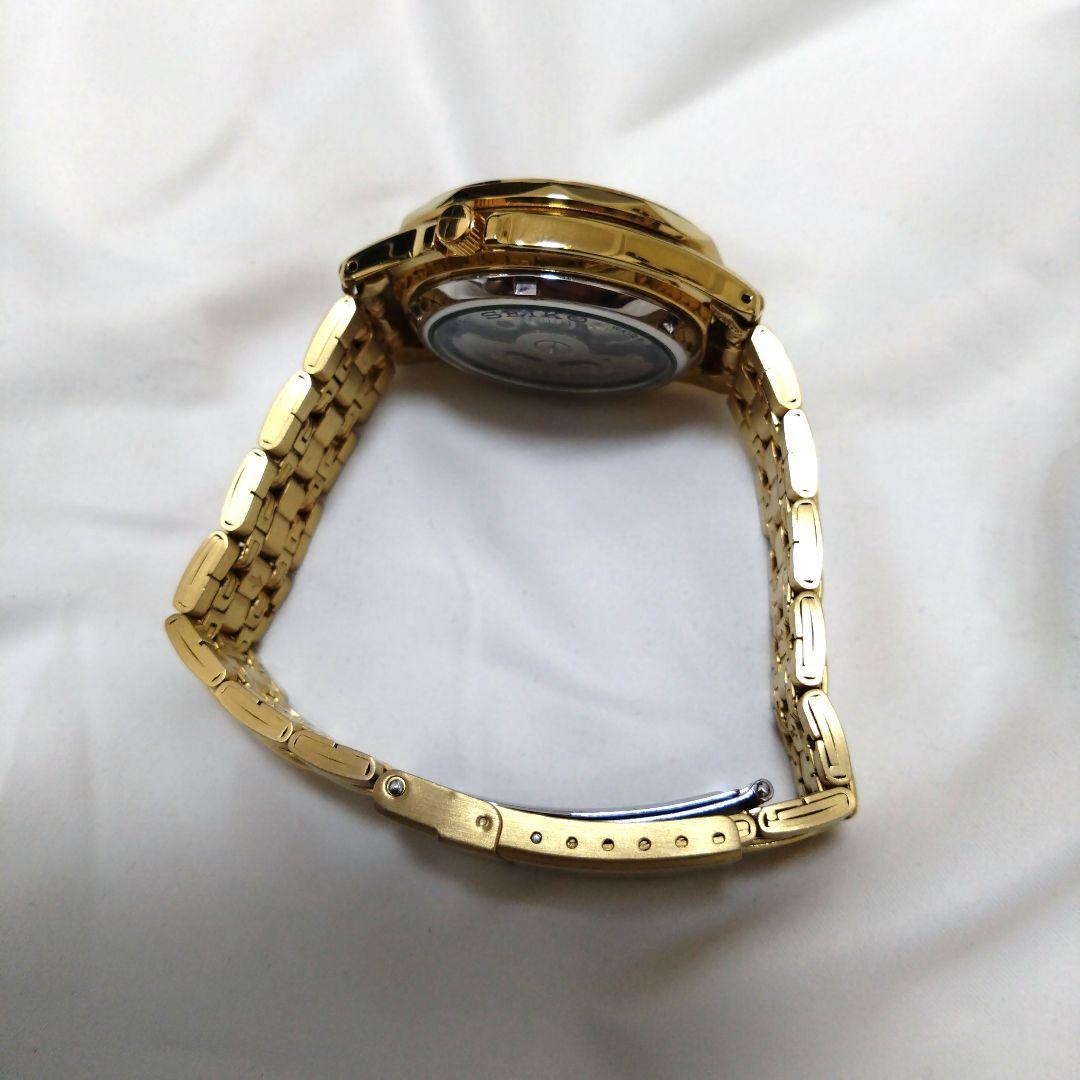 希少　SEIKO5　スポーツ　自動巻　裏スケ　ゴールド