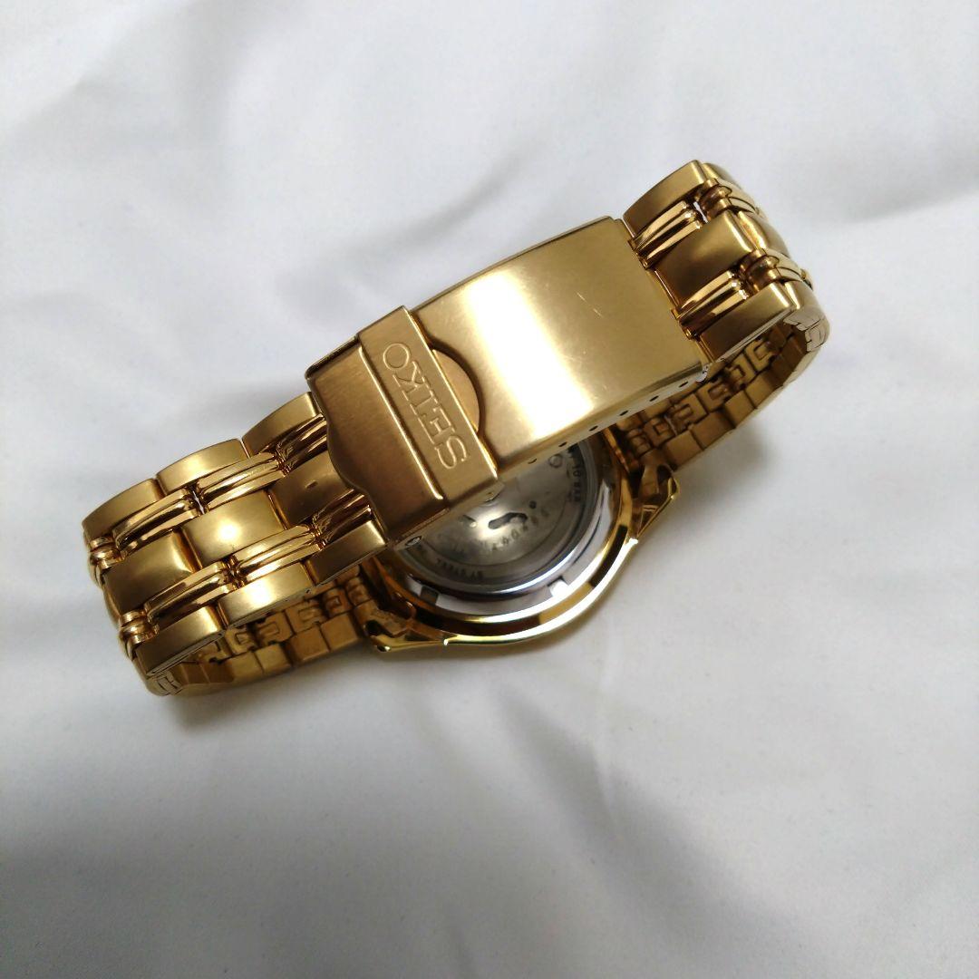 希少　SEIKO5　スポーツ　自動巻　裏スケ　ゴールド