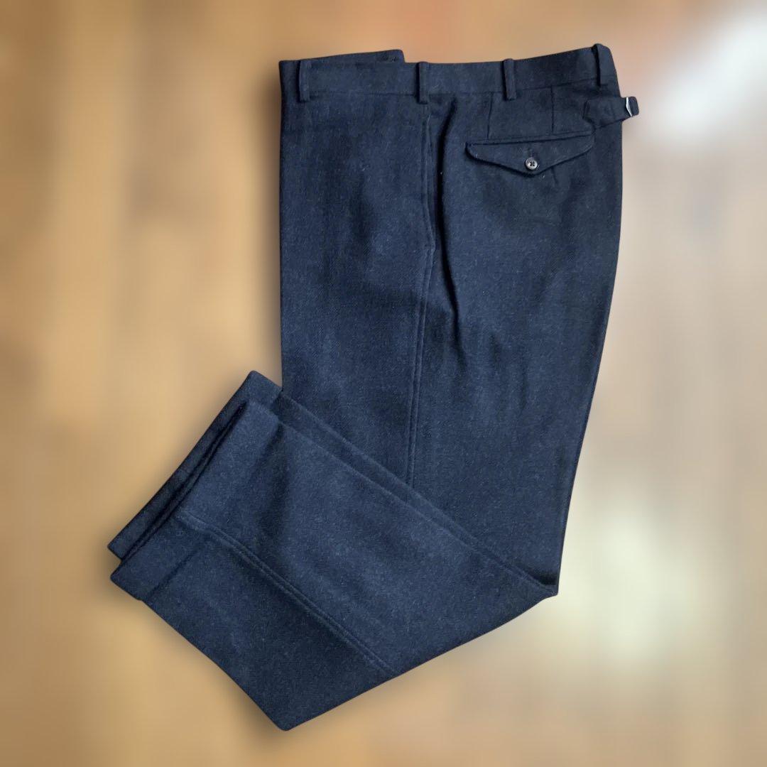 DPI製　オーダー3ピース　ブリティッシュウール　ネイビー　ヘリンボーン　BB6