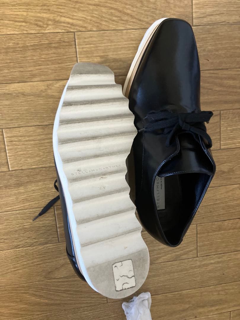 エリスプラットフォームレザー 黒ウェッジソール