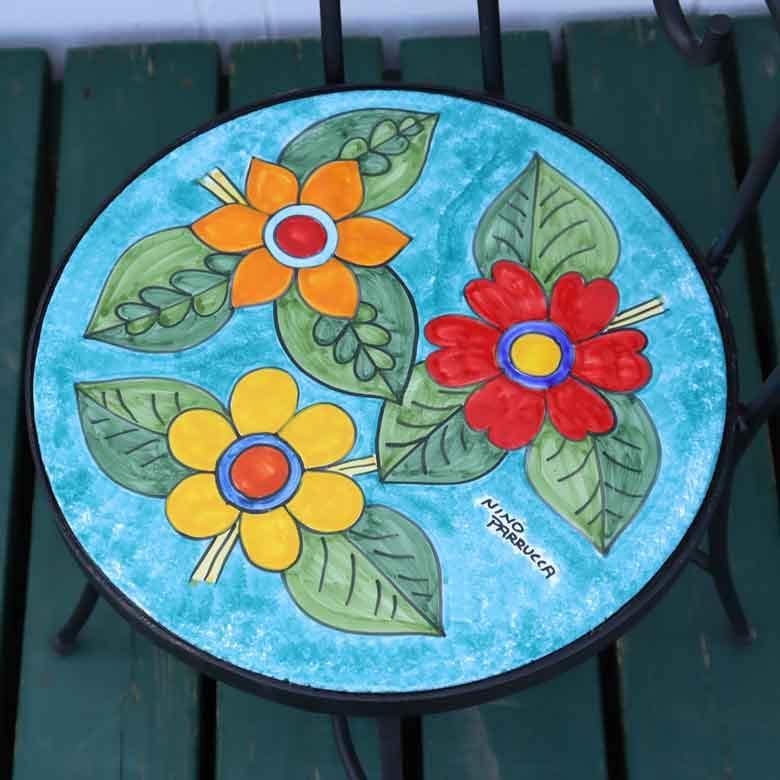 イタリア テーブルセット 花柄 ガーデン 4点セット 53cm ニーノ パルッカ