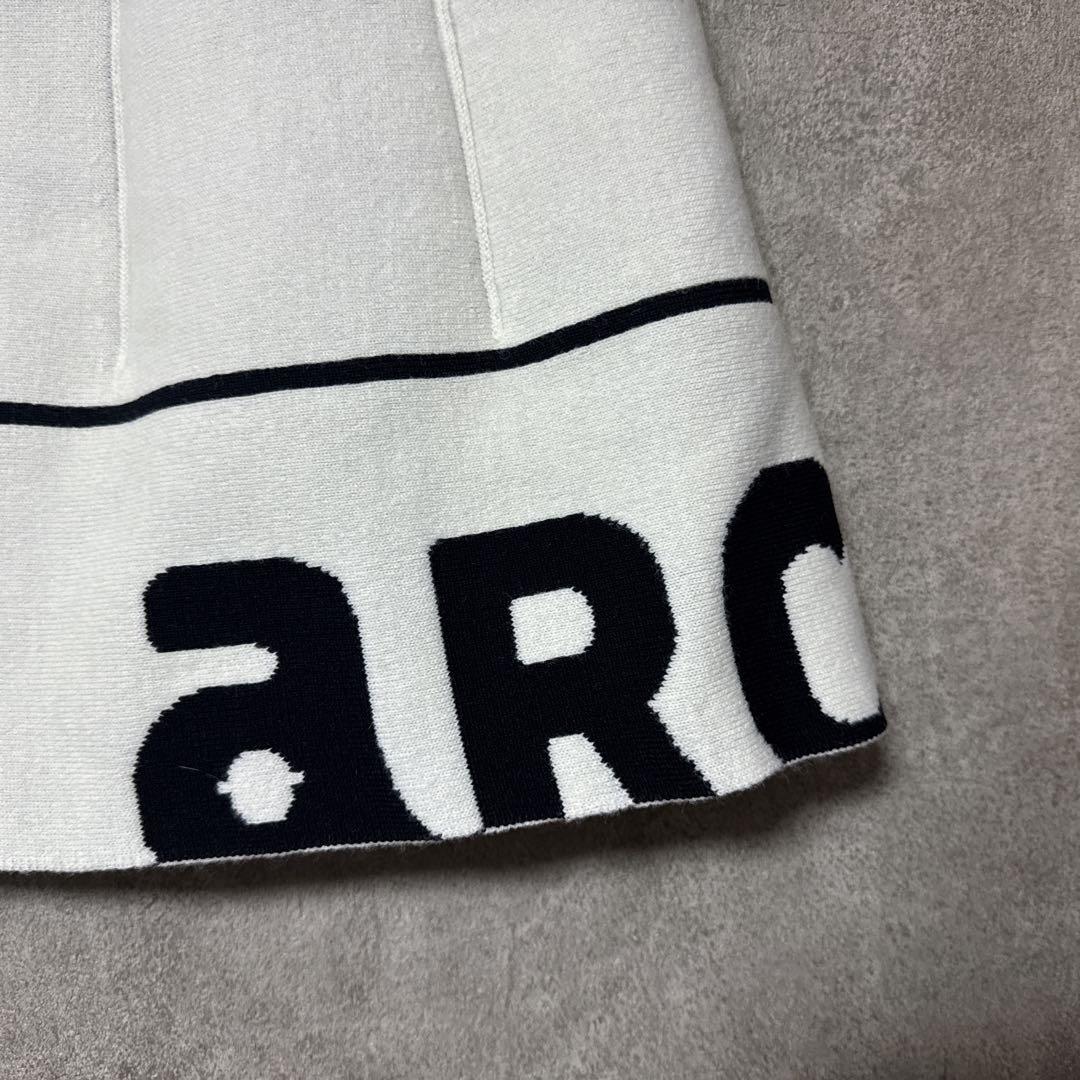 ARCHIVIO アルチビオ 裾ロゴ プリーツ風 ニットスカート ホワイト 36