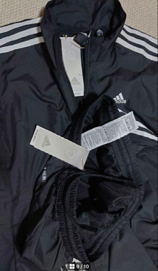 最終値下げ【希少】アディダス　裏起毛ウインドブレーカー上下　レディースL　未使用