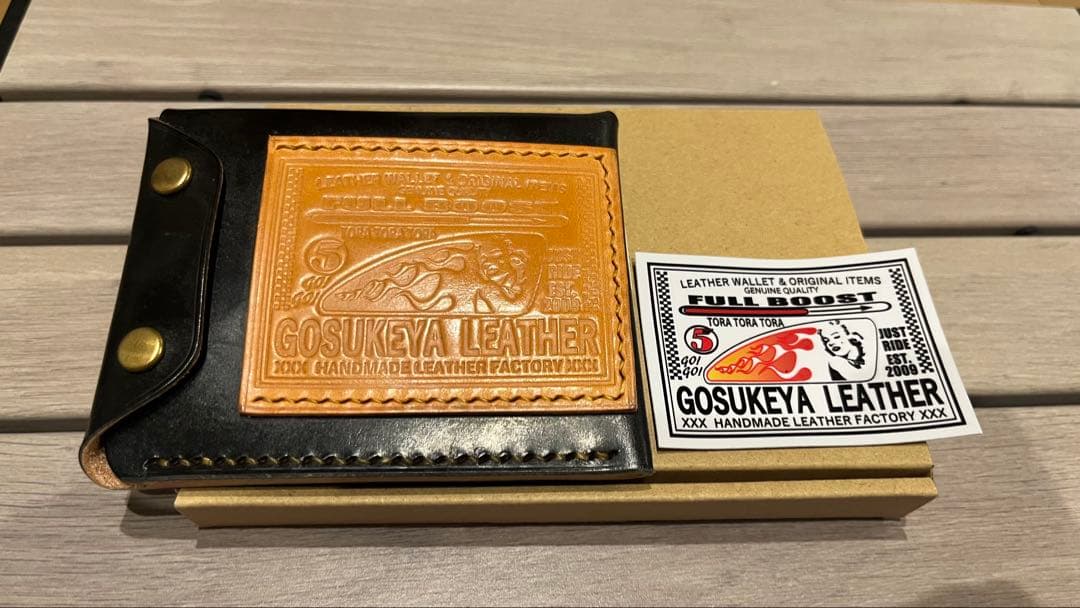 【新品】五助屋レザー ウォレット改 モンロー ブライドルレザー ブラック 手縫い