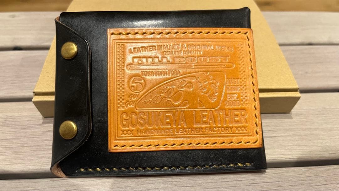 【新品】五助屋レザー ウォレット改 モンロー ブライドルレザー ブラック 手縫い