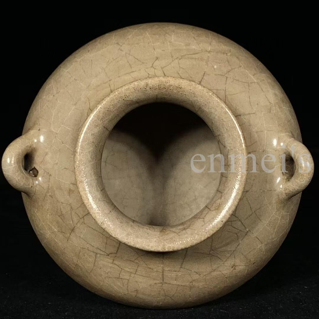 中国古美術・宋代 哥窯 双耳炉 灰青釉・観賞用・香炉・装飾品・縁起物・文房置物