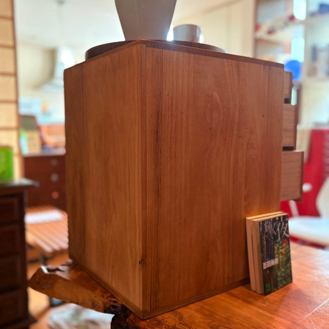 【ビンテージ木製4段チェスト】総無垢材×蜜蝋×金属取手 引き出し収納