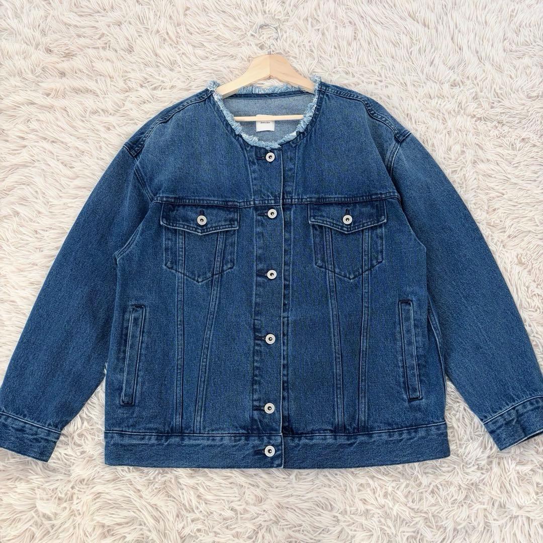 【極美品】2025年 スピックアンドスパン デニムノーカラージャケット 新作