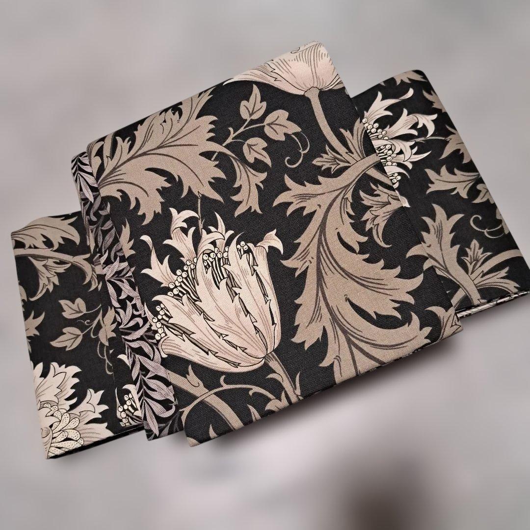 半幅帯　長尺　ウィリアムモリス　アネモネ×ウィローボゥ リバーシブル