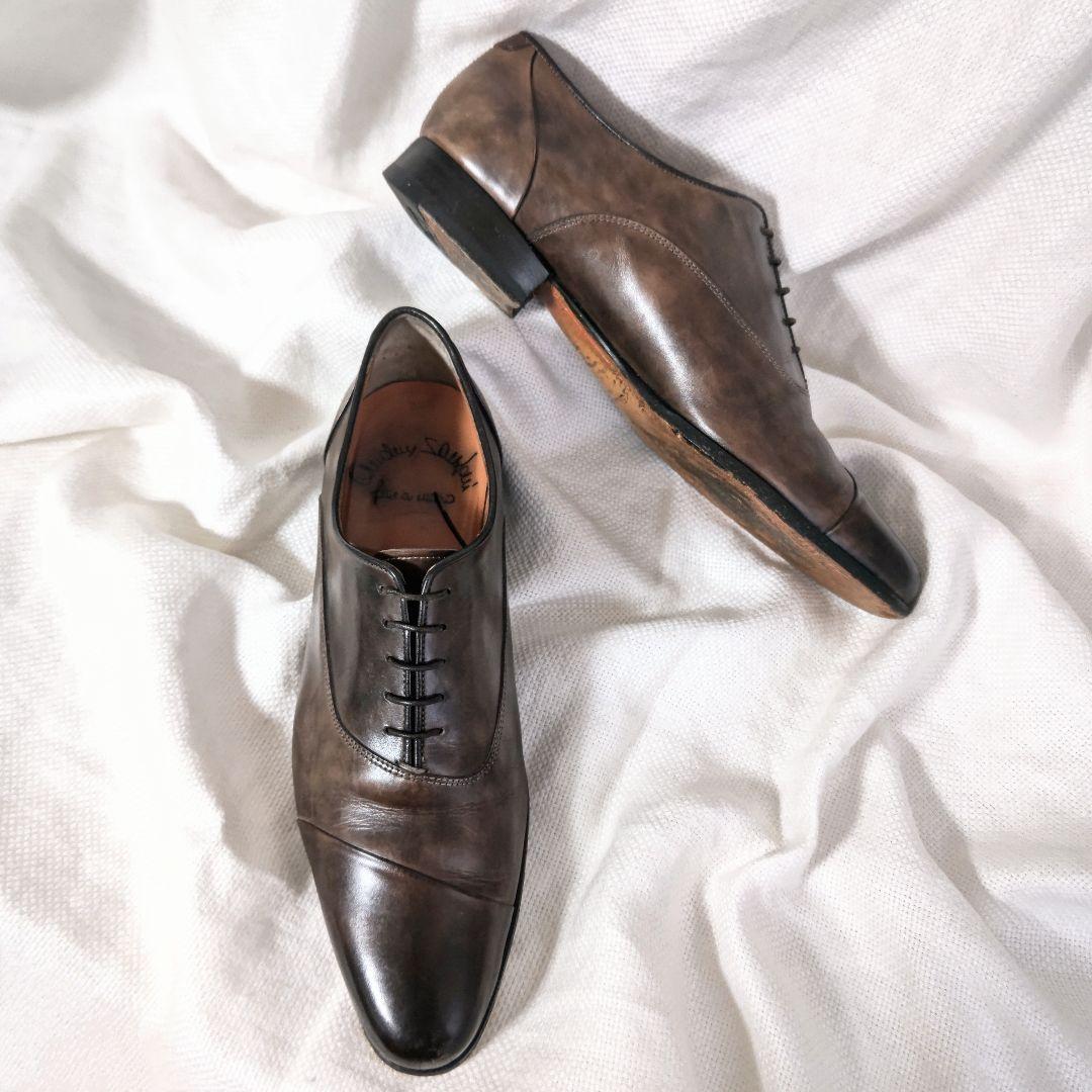 Santoniサントーニ12985ストレートチップビジネスドレスレザーシューズ茶