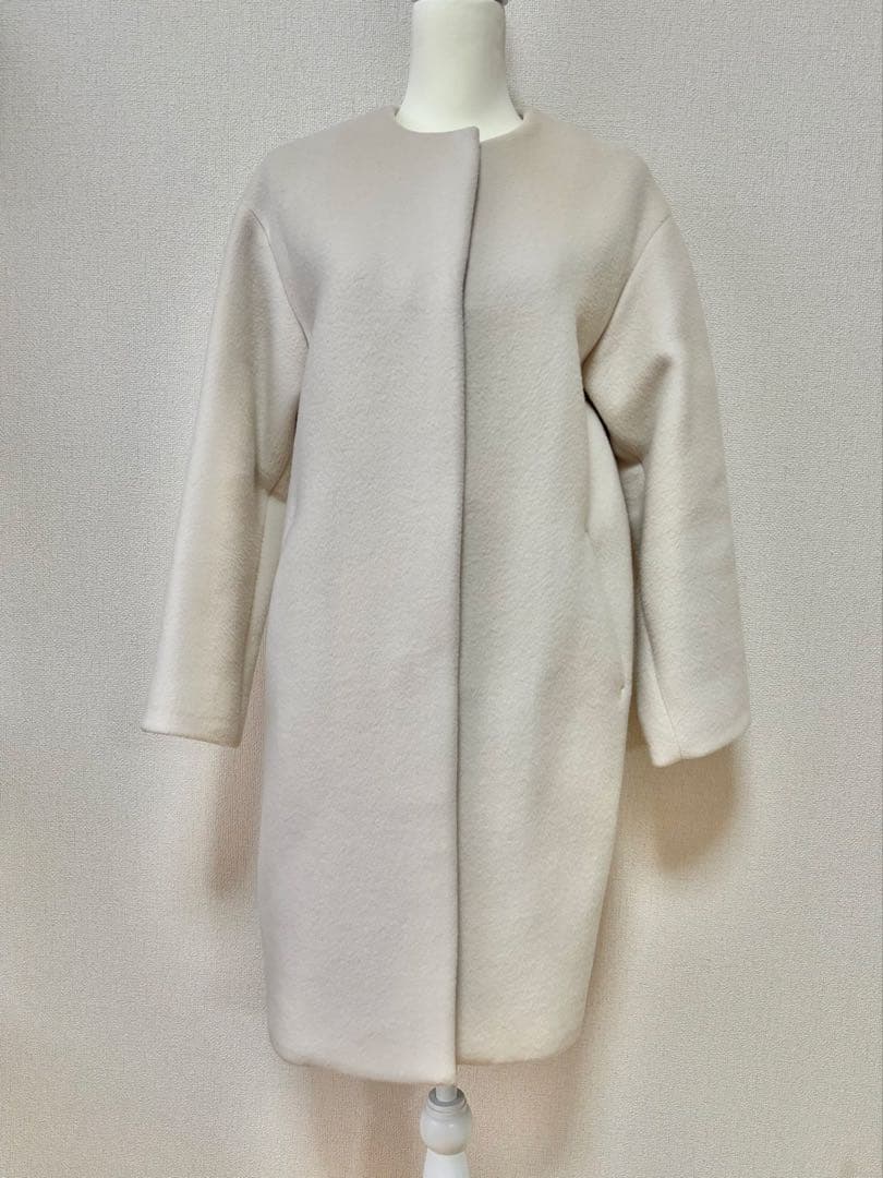 IENA ラムウールノーカラーコート #ナチュラル