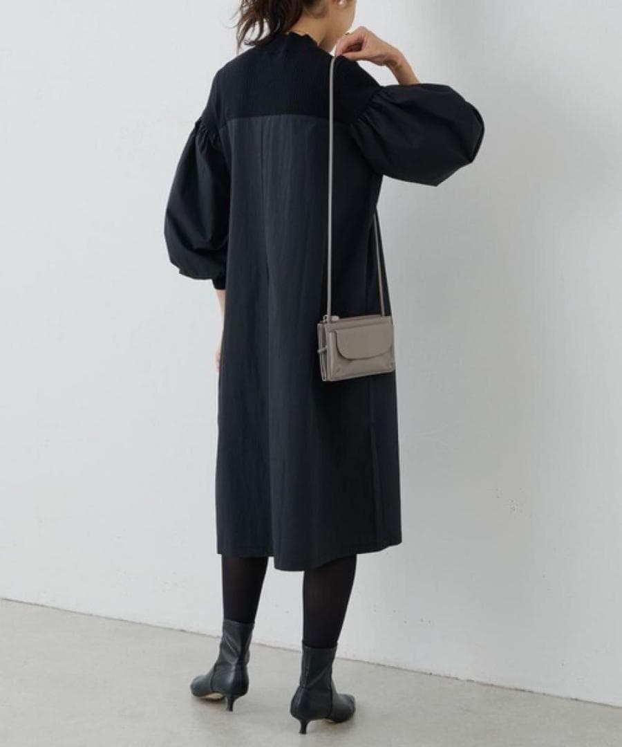 BEARDSLEY　ニットコンビワンピース　ブラック　ビアズリー　洗える　長袖