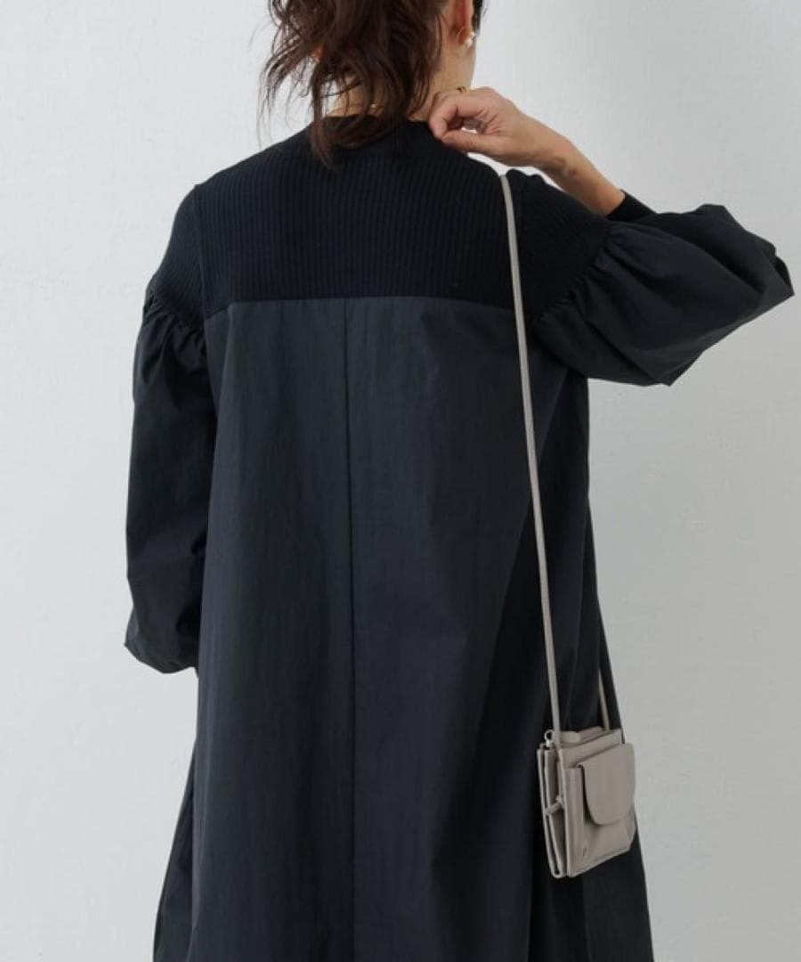 BEARDSLEY　ニットコンビワンピース　ブラック　ビアズリー　洗える　長袖