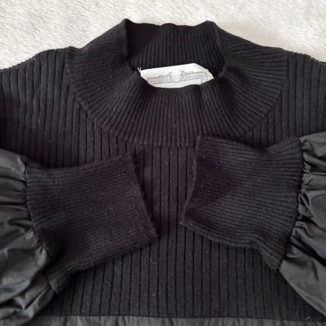 BEARDSLEY　ニットコンビワンピース　ブラック　ビアズリー　洗える　長袖