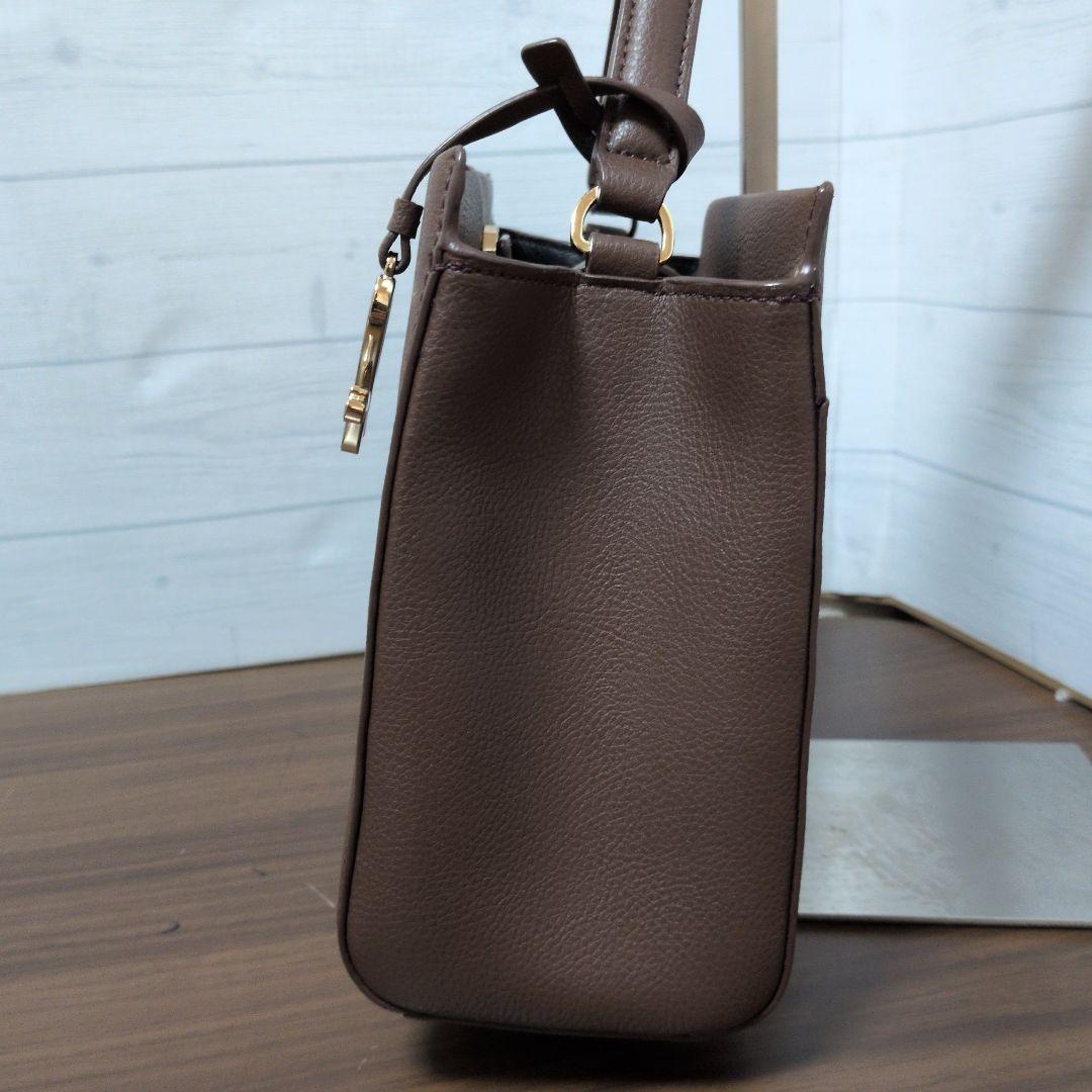 アニエスベー 2way レザーショルダーバッグ　ブラウン　チャーム ポーチ付