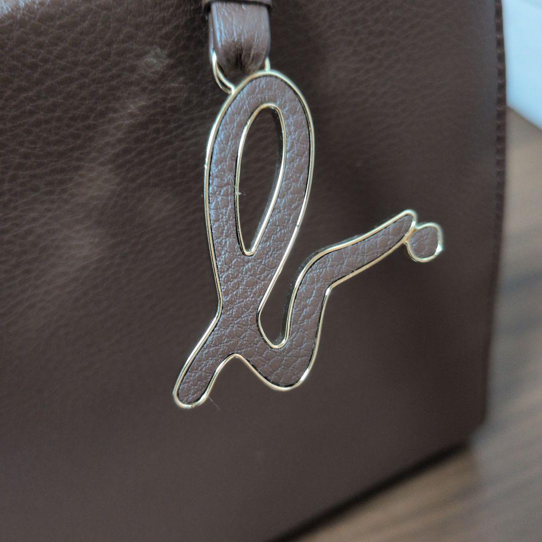 アニエスベー 2way レザーショルダーバッグ　ブラウン　チャーム ポーチ付