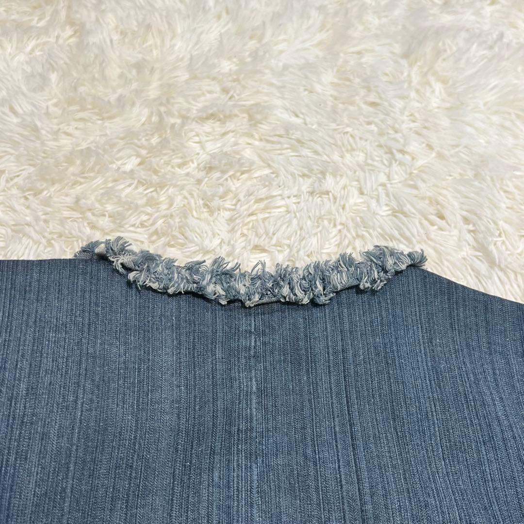 【美品】エムズグレイシー ノーカラー デニム ジャケット フリンジ 日本製