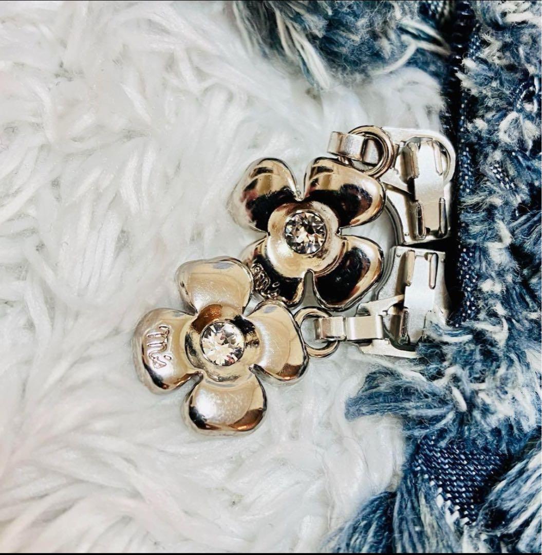 【美品】エムズグレイシー ノーカラー デニム ジャケット フリンジ 日本製