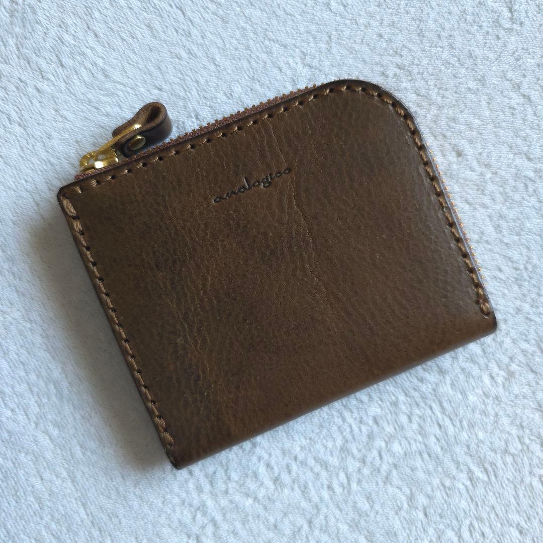 【新品・ローストグリーン】analogico L字ファスナーミニ財布 アナロジコ