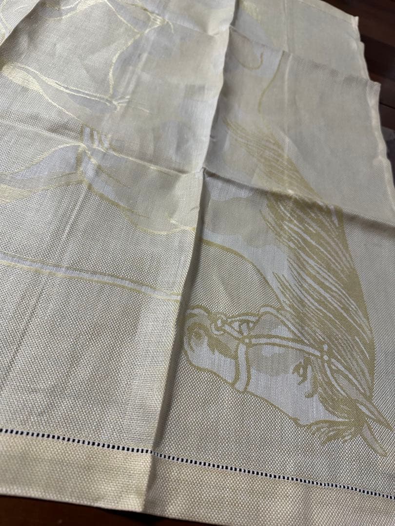 エルメス　馬柄　ホース　テーブルクロス　リネン　麻　ライトイエロー　黄色　未使用