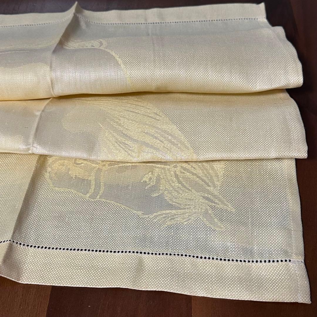 エルメス　馬柄　ホース　テーブルクロス　リネン　麻　ライトイエロー　黄色　未使用