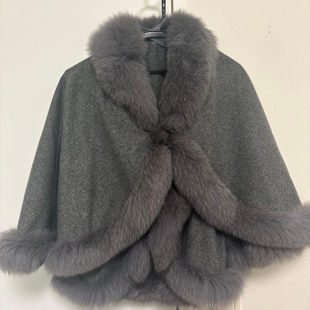 saga fursグレー カシミヤファー ケープコート