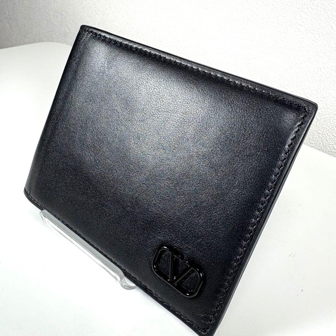 ☆美品☆VALENTINO シグネチャー Vロゴ マネークリップ カーフレザー