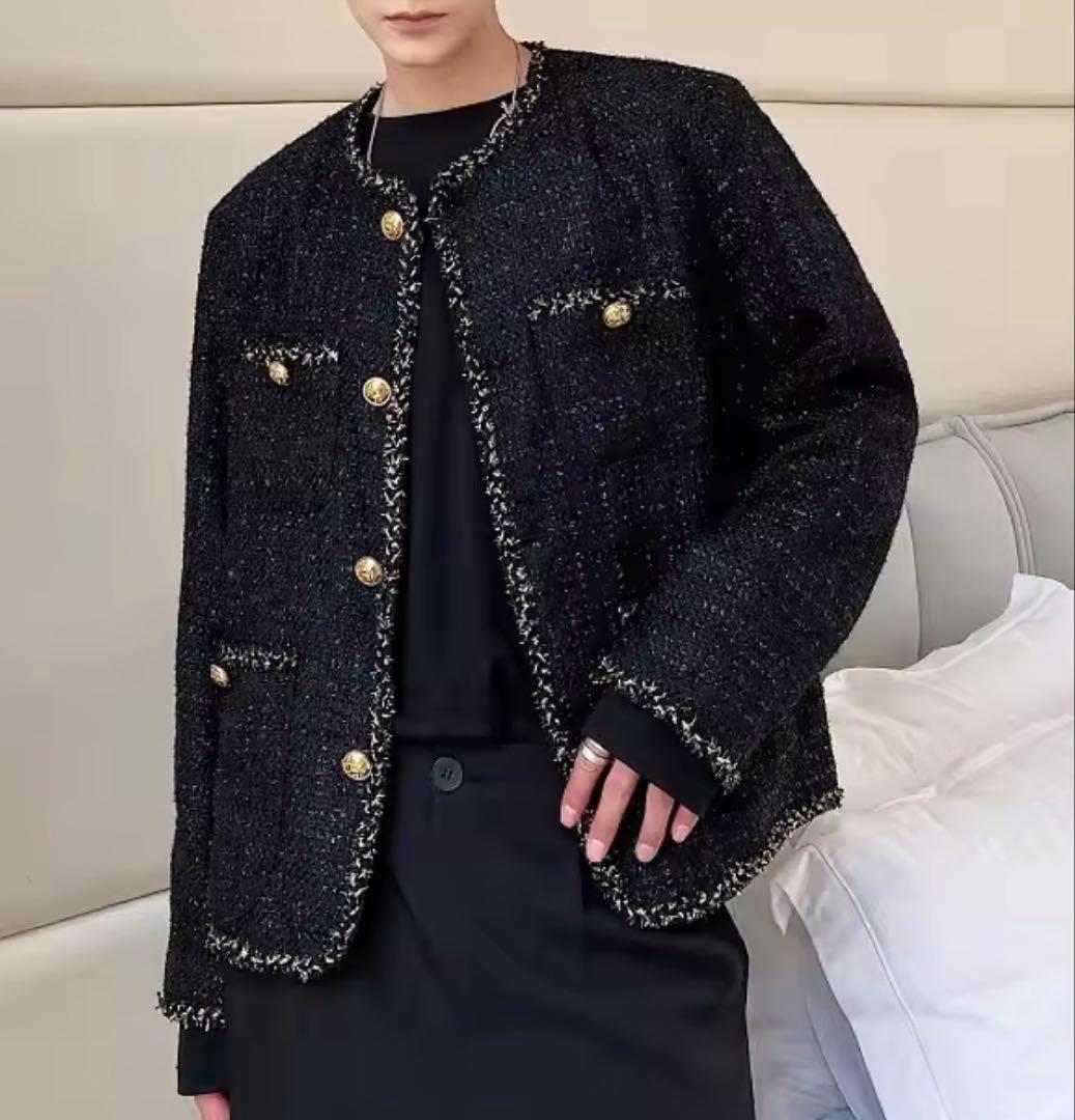 【ALUDE SELECT】 black gord tweed jacket