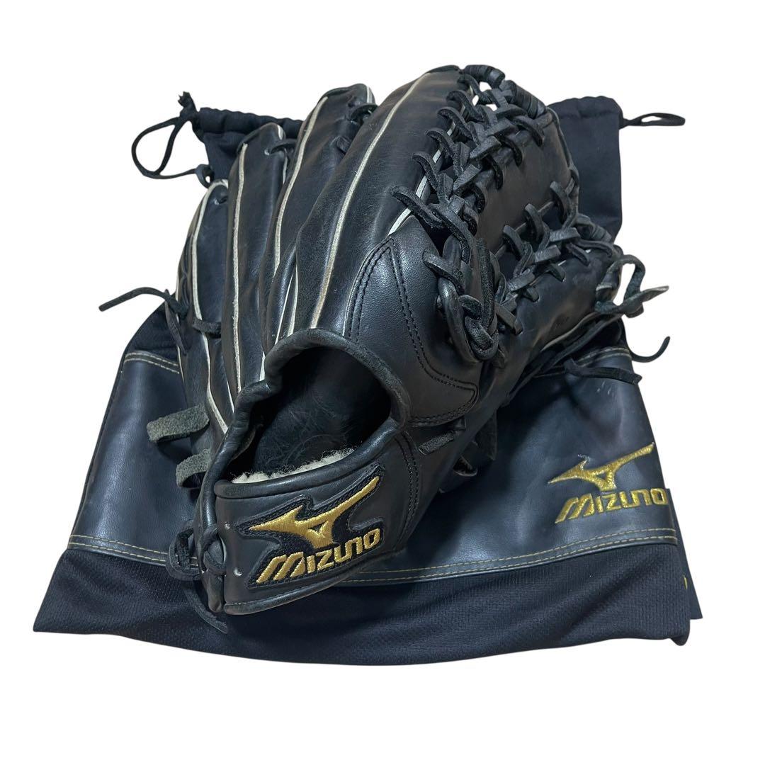 ミズノプロ　軟式グローブ ブラック 収納袋付き