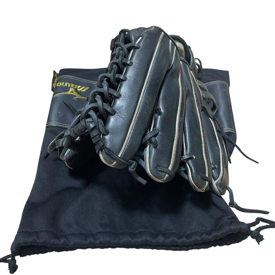 ミズノプロ　軟式グローブ ブラック 収納袋付き
