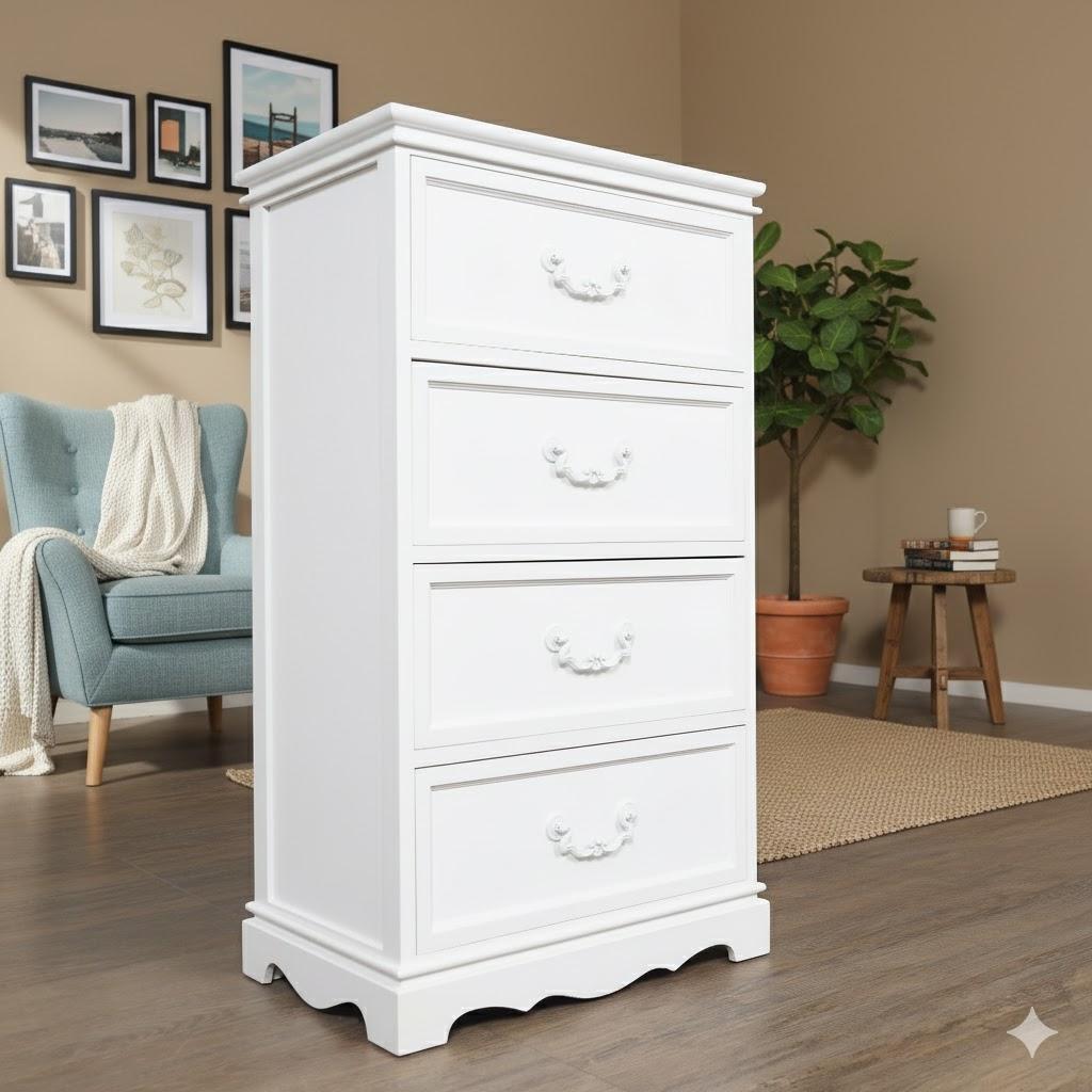 【新品・未使用】　 アンティーク調　シャビー仕上げ　チェスト ４杯