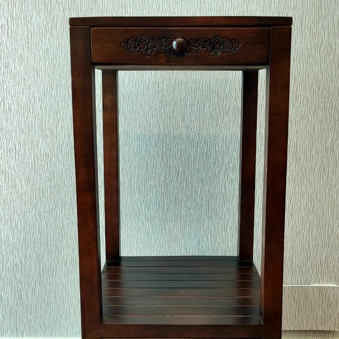 アンティーク　キャビネット　ガラス天板　引き出し4杯