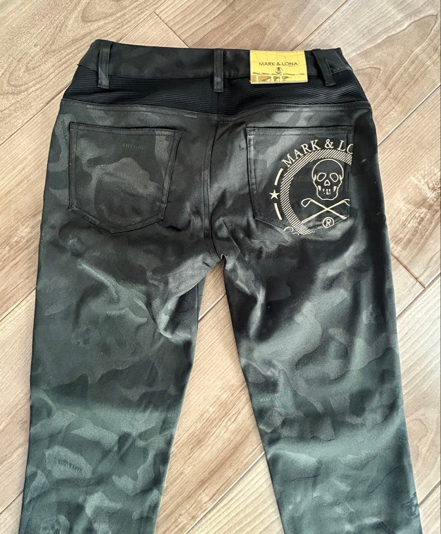マークアンドロナ パンツ 黒 カモフラ スカル 迷彩 レディース 38