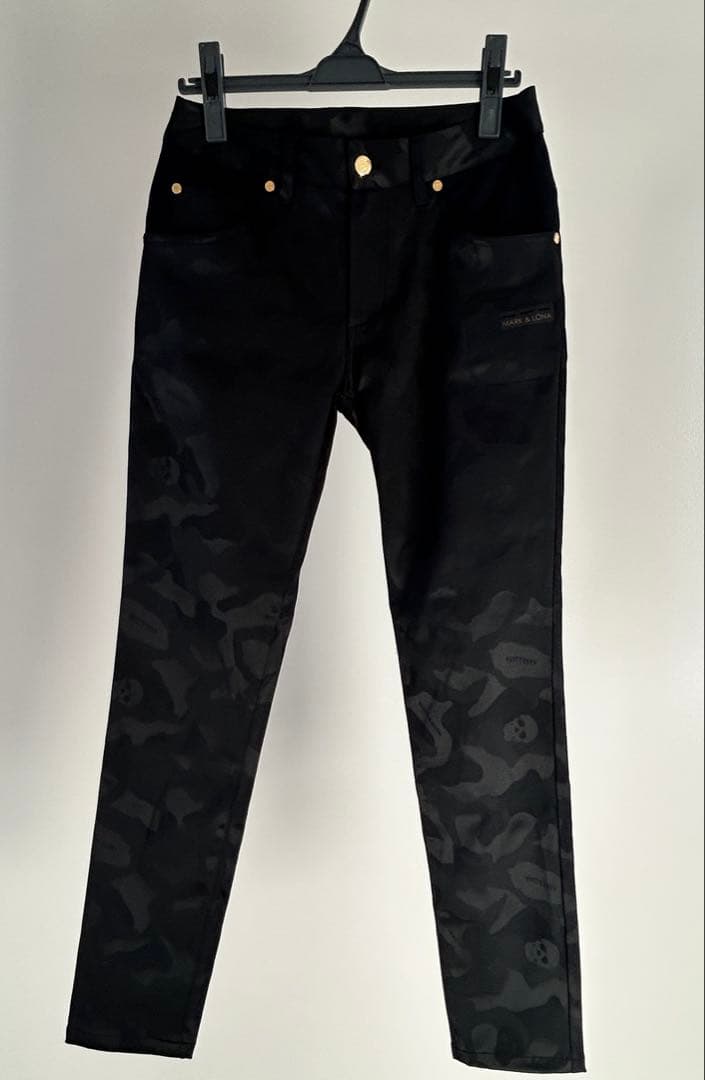 マークアンドロナ パンツ 黒 カモフラ スカル 迷彩 レディース 38