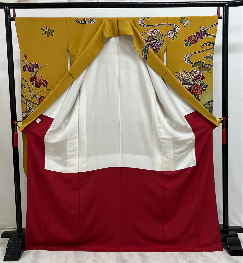 振り袖　フルセット　別誂長襦袢付　高級紅型　手描き　万葉集　袋帯　529