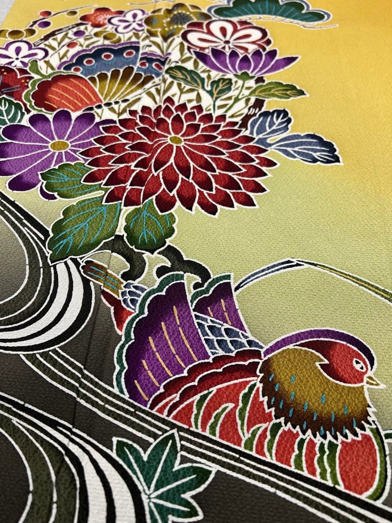 振り袖　フルセット　別誂長襦袢付　高級紅型　手描き　万葉集　袋帯　529