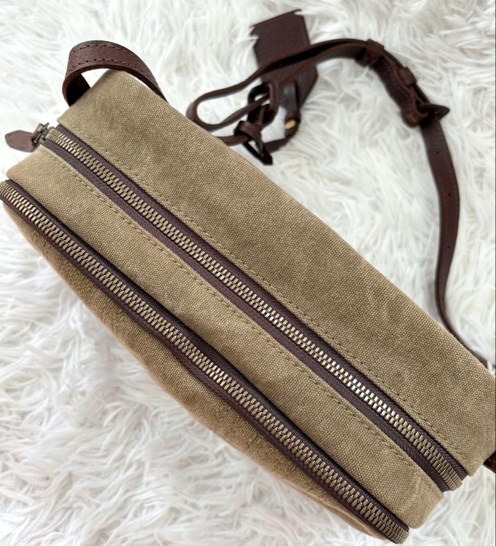 gentenゲンテンミモザ ベーシックショルダーバッグ カーキ ダークブラウン