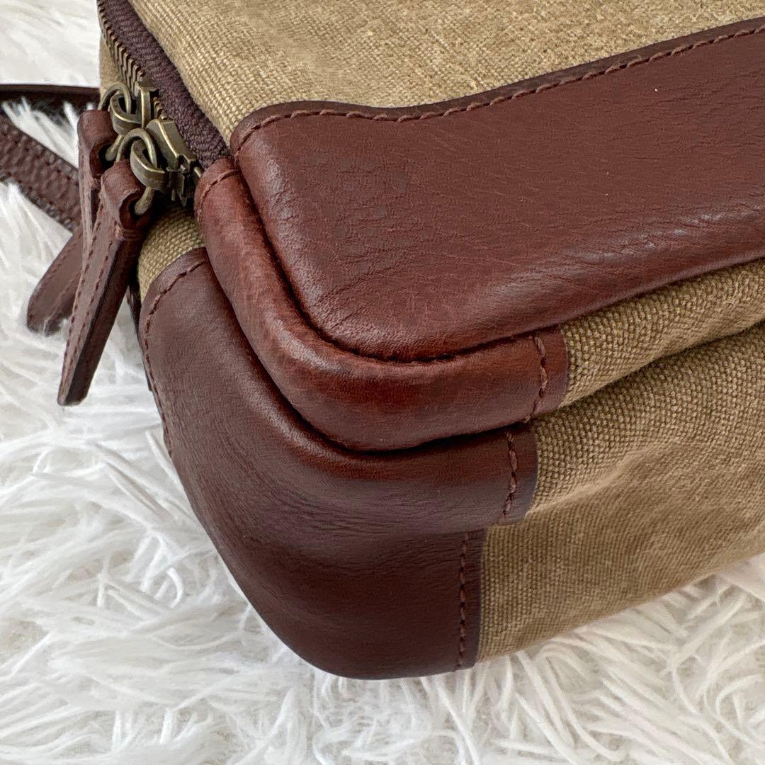 gentenゲンテンミモザ ベーシックショルダーバッグ カーキ ダークブラウン