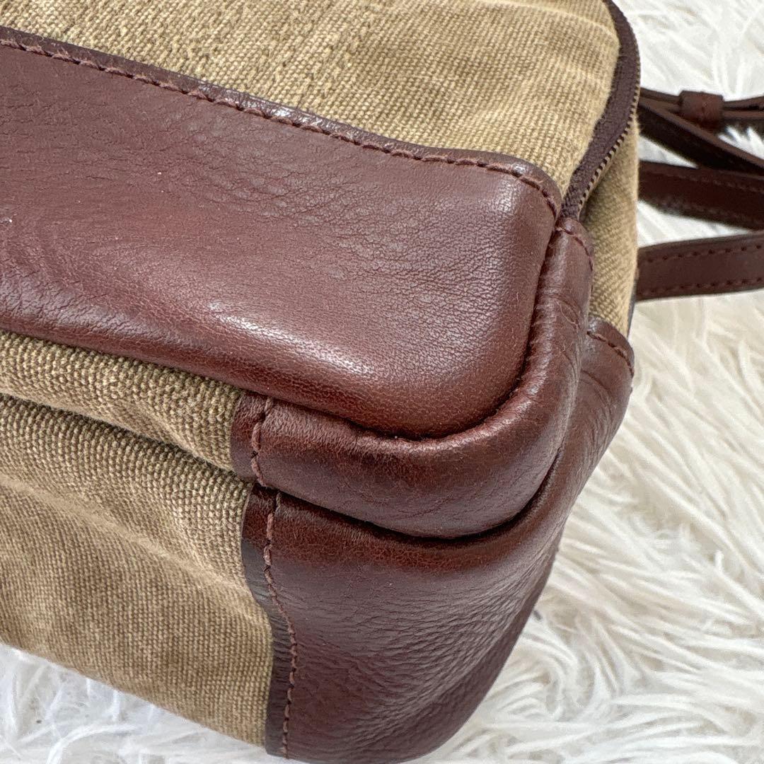 gentenゲンテンミモザ ベーシックショルダーバッグ カーキ ダークブラウン