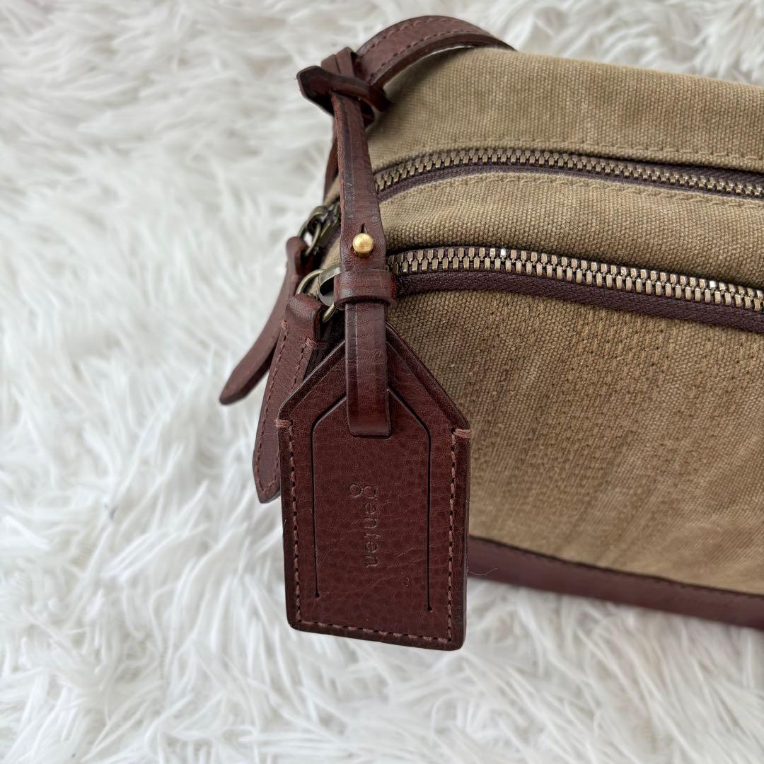 gentenゲンテンミモザ ベーシックショルダーバッグ カーキ ダークブラウン