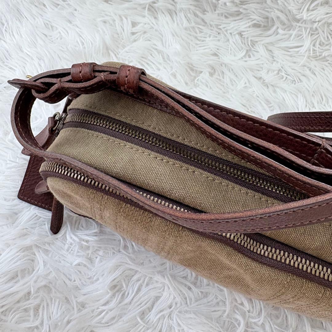 gentenゲンテンミモザ ベーシックショルダーバッグ カーキ ダークブラウン