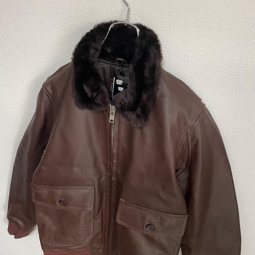 未使用 タグ付 HORN WORKS レザー G-1ボア フライトジャケット