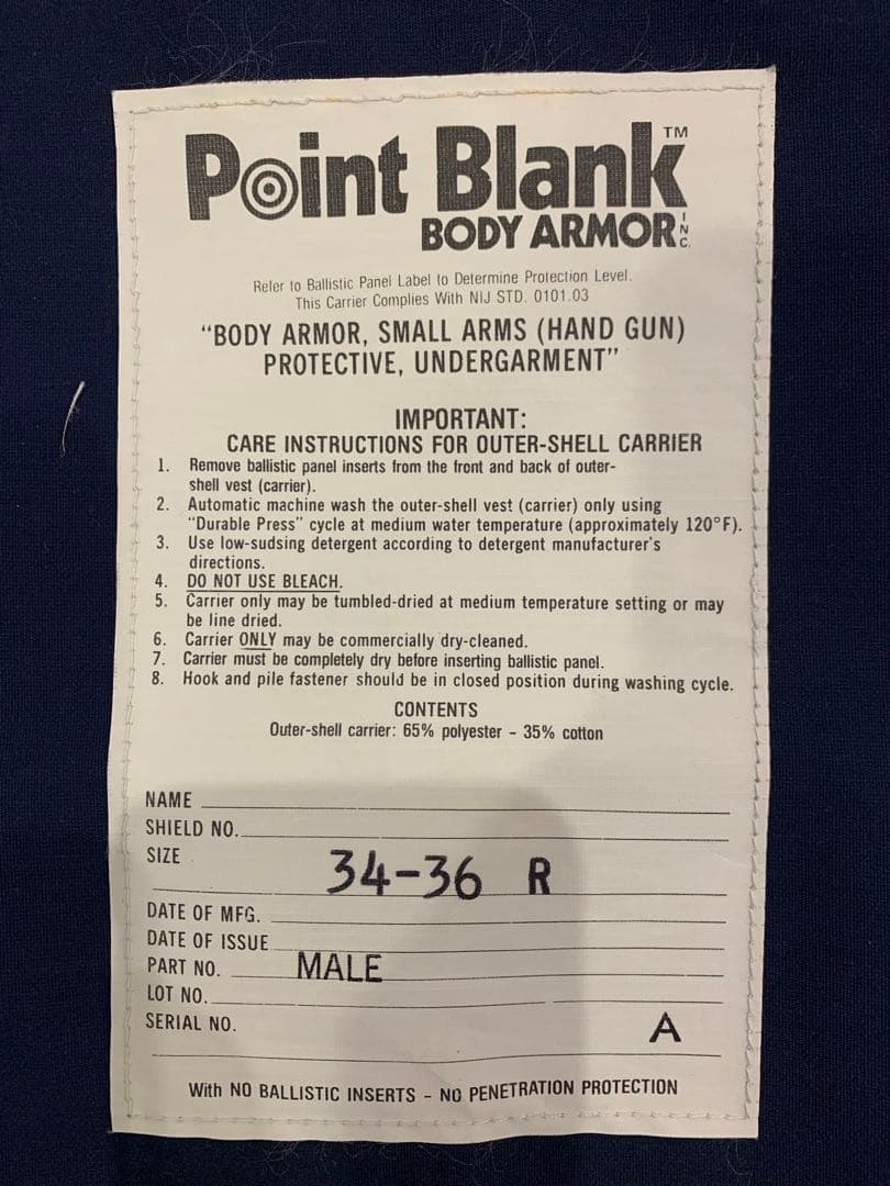 NYPD 実物　レイドジャケット　ポイントブランク　バッジ　ニューヨーク市警